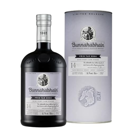 Bunnahabhain 14 Years Old RUBY PORT CASK Matured Limited Release Fèis Ìle 2024 58,7% Vol. 0,7l in Geschenkbox von Bunnahabhain