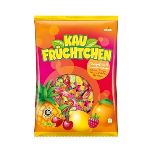 Kaufrüchtchen – 1 x 1000g Vorratspackung – Kaubonbons in fünf fruchtigen Geschmacksrichtungen von Storck