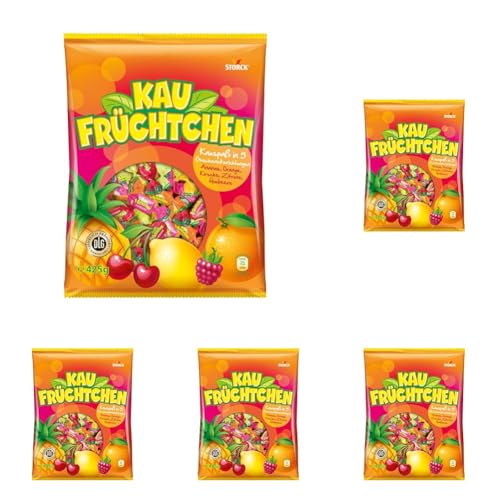 Kaufrüchtchen – 1 x 425g – Kaubonbons in fünf fruchtigen Geschmacksrichtungen (Packung mit 5) von Bunte Welt