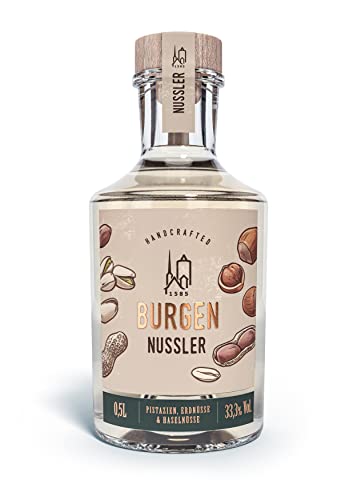 Burgen Nussler – Premium Nuss-Spirituose mit Haselnuss, Pistazie & Erdnuss (33,3% Vol.) – Exquisites Aroma, 0,5L von Burgen Drinks