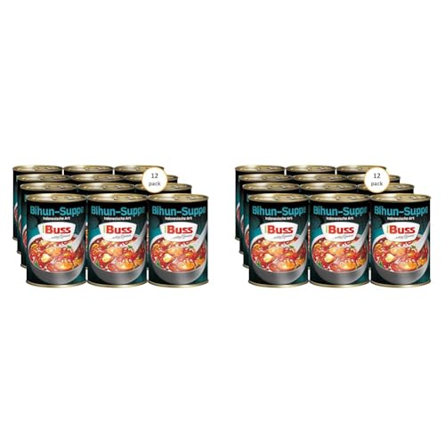 Buss Fertiggerichte - Bihun Suppe original nach indonesischer Art - Milde Asia mit Paprika, Hühnerfleisch und Glasnudeln – für die Mikrowelle, 12 x 400 g (Packung mit 2) von Buss