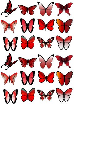 Cupcake-Topper aus Esspapier, Schmetterlinge, S2, Rot, B22 (24) von Butterflies 21