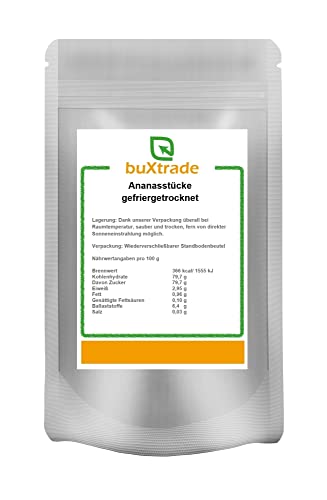 1 kg Gefriergetrocknete Ananasstücke | Ananas | Trockenfrüchte | Fruchtstücke | Buxtrade von Buxtrade