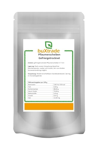 1 kg Gefriergetrocknete Pflaumenscheiben, Pflaumen, Trockenfrüchte, Fruchtscheiben, Buxtrade von Buxtrade