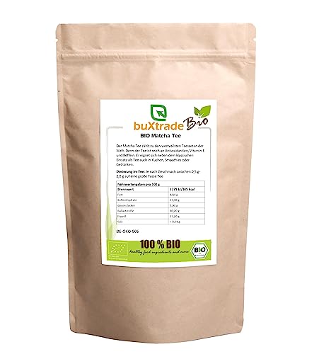 BIO Matcha Tee in Pulverform - grüner Matcha | Grüntee | Tea | Pur | grün VERSCHIEDENE GRÖßEN von Buxtrade