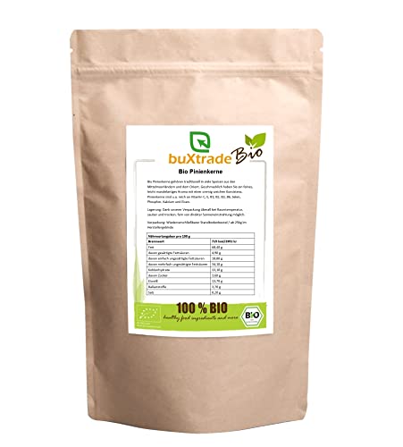 Bio Pinienkerne | Grade A1 | naturbelassen | pflanzlich | fein & aromatisch | Pine Nuts | Nature versch. Größen (100 g) von Buxtrade