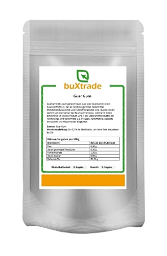 Buxtrade Guar Gum | Guarkernmehl | E412 | 5000 CPS | glutenfrei | vegan | pflanzlich Verschiedene GRÖßEN von Buxtrade