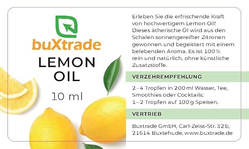 Kaltgepresste Öle | Zitrone | Grapefruite | Orange | Backen | Kochen | Aroma (10 ml, Lemon Öl) von Buxtrade