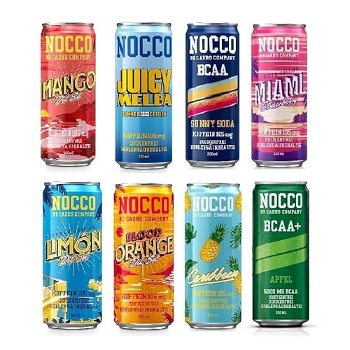 NOCCO BCAA Drink - Variety Pack 8er - BCAA - 105 mg Koffein - Energy Drink - Mix - Verschiedene Mengen (16 Dosen / 2,43 EUR je Dose) von Buxtrade