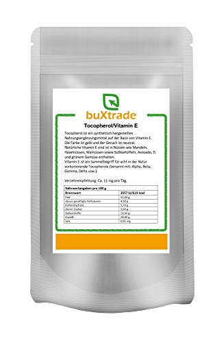 Vitamin E Pulver | Tocopherol | Nahrungsergänzungsmittel | Buxtrade verschiedene Größen (100 g) von Buxtrade