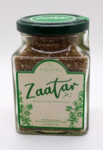 Authentische libanesische Gewürzmischung 'ZAATAR' | 120g im Glas | Natürlich ohne Zusatzstoffe | Hergestellt in Beirut, von Hand abgefüllt in Deutschland von By Mahmoud's Kitchen