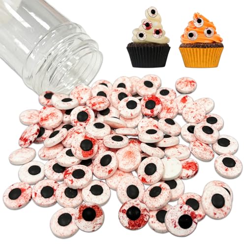 Zuckeraugen Halloween 130g, Zucker Augen Deko Essbar, halloween süßigkeiten augen, Halloween Tortendeko Essbar, Halloween Augen Tortendeko, für Zum Dekorieren von Keksen/Cupcakes/Muffins/Kuchen usw von Byhsoep