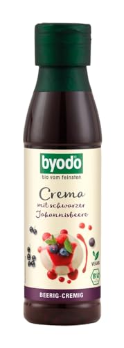 Bio Crema mit schwarzer Johannisbeere - Byodo, 2er Pack (2 x 150 ml), Vegan, Berry-fruchtiger Geschmack, Tiefrote Farbe, Süßer Traubenmost & Weißweinessig, 100% Bio-Zutaten, Ohne Xanthan von Byodo