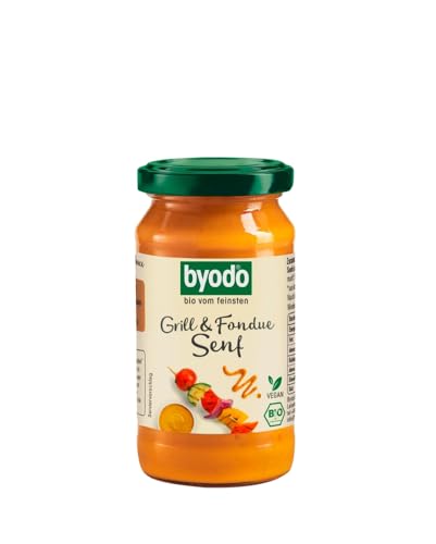 Bio Grill- & Fondue-Senf Byodo, 6x 200 ml - Fein-fruchtige Paprika-Note, 100% Bio-Zutaten, Ideal für Grillgerichte & Fondues, Kleine Chargen Produktion, Frische & Qualität von Byodo