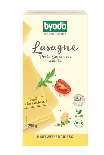 Bio Lasagne Semola 250g - Byodo Traditionelle Italienische Nudelplatten, 100% Bio-Hartweizengrieß, Al Dente Genuss, Direkt aus Emilia Romagna, Ideal für Klassische Lasagne Rezepte von Byodo