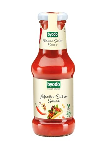 Bio Mexiko Salsa Sauce 2x250ml - Byodo Vegane Scharfe Sauce, Chili & Paprika, 100% Bio-Zutaten, Glutenfrei | Perfekt für Tacos & Burritos, Authentisch Mexikanischer Geschmack, Doppelpack von Byodo