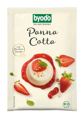 Byodo Bio Panna Cotta 2x36g Set - 100% Bio-Zutaten, Vegetarisch, Glutenfrei, Einfache Zubereitung, Sahnig & Cremig, Mit Premium Bourbon-Vanille von Byodo