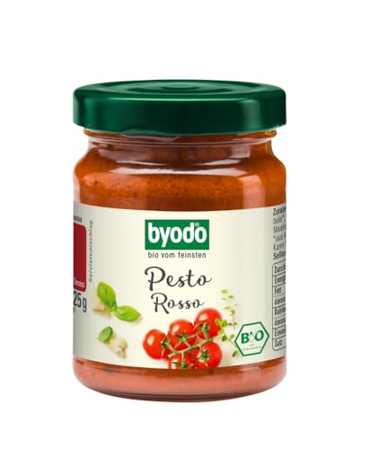 Bio Pesto Rosso 250g Doppelpack - Byodo 100% Bio-Zutaten, Vegan, Cremige Tomaten-Pesto mit Olivenöl & Kräutern, Nachhaltiger Anbau, Aromatischer italienischer Geschmack, Ideal für Pasta & Salate von Byodo