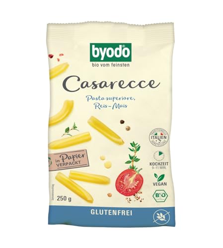 Byodo Bio Reis-Mais Casarecce – Glutenfrei und Vegan, 2x250g | Ideal für Pasta-Salate und Nudelgerichte | Hohe Qualität, Bio-Zertifiziert, ohne Zusatzstoffe von Byodo