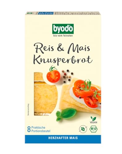 Byodo Knusperbrot Reis & Mais mit Salz 160g - Glutenfreies Bio-Snackbrot, Portionspackungen, Laktosefrei, Ohne Hefe, Perfekt zum Mitnehmen von Byodo