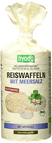 Byodo Bio Reiswaffeln mit Meersalz Doppelpack, 2x100g - 100% Bio, Glutenfrei, Extra Locker, Ideale Basis für Süße und Herzhaft Beläge von Byodo