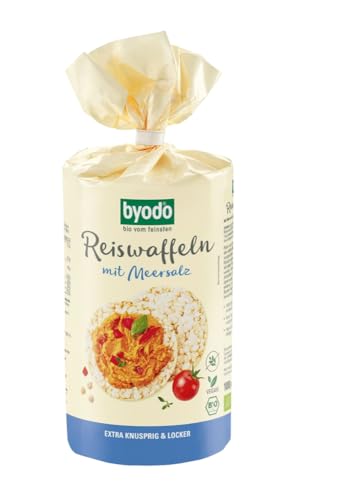 Byodo Bio Reiswaffeln mit Meersalz Doppelpack, 2x100g - Glutenfrei, Extra Locker, Ideal für Süße und Herzhaft Beläge, Laktosefrei, Snack, 100% Bio-Qualität von Byodo