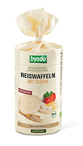 Bio Reiswaffeln mit Sesam 100g - Byodo | Vegan & Glutenfrei | Leicht-nussiger Geschmack | Lange Haltbarkeit | Schonend aufgepufft | Ideal für Snacks & Salate von Byodo