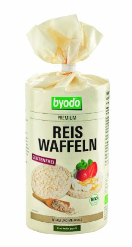 Bio Reiswaffeln mit Sesam 100g - Byodo | Vegan & Glutenfrei | Leicht-nussiger Geschmack | Lange Haltbarkeit durch Frische-Folie | 100% Bio-Zutaten aus Bio-Reis und Sesam von Byodo