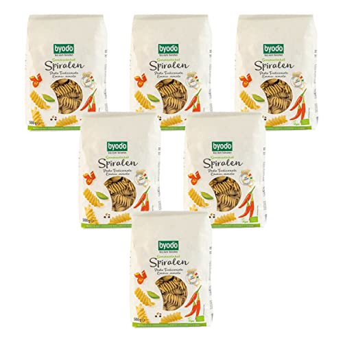 Bio Emmer Spiralen Nudeln – Byodo Premium Organische Pasta, Perfekt für Gesunde Gerichte, Hoher Protein- & Ballaststoffgehalt, Vegan-Freundlich - 6 x 500g Packung von Byodo