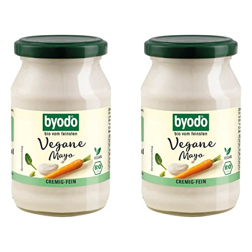 Byodo Bio Vegane Mayo 2er Pack (2 x 250 ml) - Vegan & Bio | Sonnenblumenprotein | Wiederverschließbarer Drehverschluss | Bruchsichere Verpackung | Ideal für Sandwich & Salate von Byodo