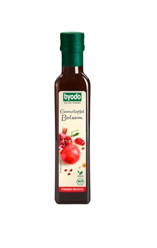 Byodo Granatapfel Balsamico 250ml - Premium Essig für Salate und Marinaden, Intensives Aroma, Ideal für Vegane und Vegetarische Gerichte, Glutenfrei, aus Biologischem Anbau von Byodo