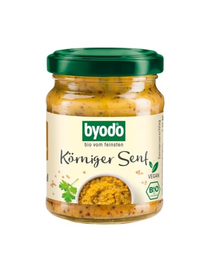 Byodo Körniger Senf 125 ml - Bio-Senf mit Orangennote | 100% Bio-Zutaten, Frisch & Würzig | Perfekt für Feinschmecker | Vegan, Glutenfrei | Ideal für Dressings und Marinaden von Byodo