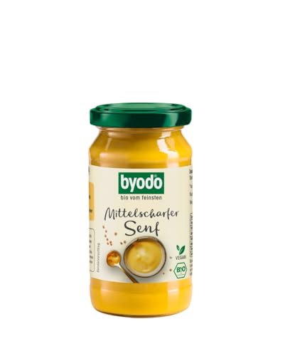 Mittelscharfer Senf Bio 6er Pack - Byodo Bio-Senf, 200ml Gläser, Vegan, Glutenfrei, Ideal für Dressings und Marinaden von Byodo