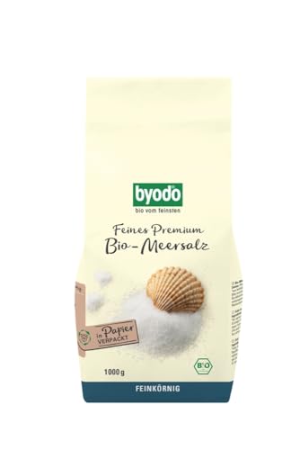 Feines Meersalz ohne Zusätze 1kg - BYODO | 100% Natürliches Premium Meersalz Bio-Qualität | Unraffiniert & Unbehandelt | Ideal für Kochen & Gourmetgerichte von Byodo