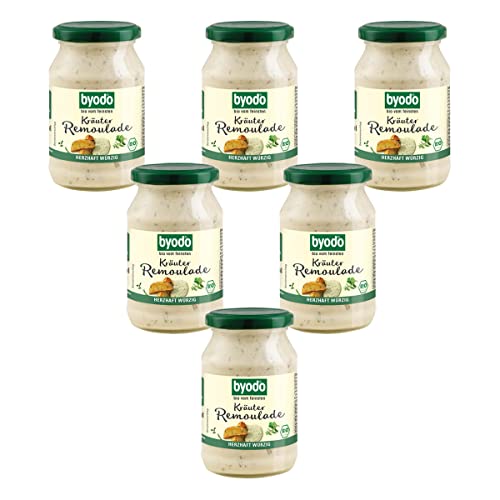 Byodo Bio Kräuter Remoulade 50% Fett, 6er Pack (6 x 250 ml) - Vegane Remoulade, Bio-Qualität, Cremige Sauce mit feinen Kräutern, Ideal für Sandwiches und Salate von Byodo