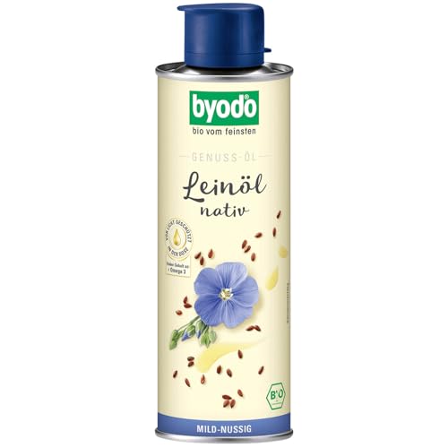 Leinöl Nativ 250ml - Byodo, kaltgepresstes Bio-Leinöl, Omega-3-reich, Vegan & Glutenfrei, Premium Qualität für Küche und Gesundheit von Byodo