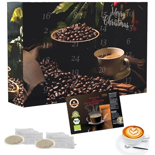 C&T Bio Fairtrade Kaffee-Adventskalender 2024 Pads | 24x Bio & Fair-Trade Kaffeepads | Biologisch & fair gehandelte Raritäten-Kaffees + Überraschung im Kalender | Weihnachts-Kalender von C&T