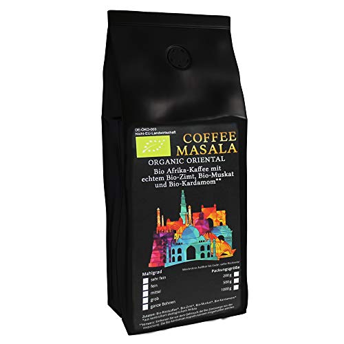 Coffee Masala - Bio Kaffee aus Afrika mit Bio-Zimtstange, Bio-Muskat und Bio-Kardamom (1000 g Ganze Bohne) von C&T