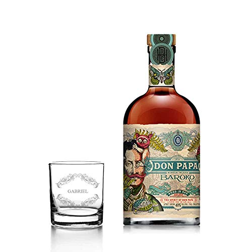 Rumflasche Don Papa + personalisierbares graviertes Glas von CADEAUX.COM