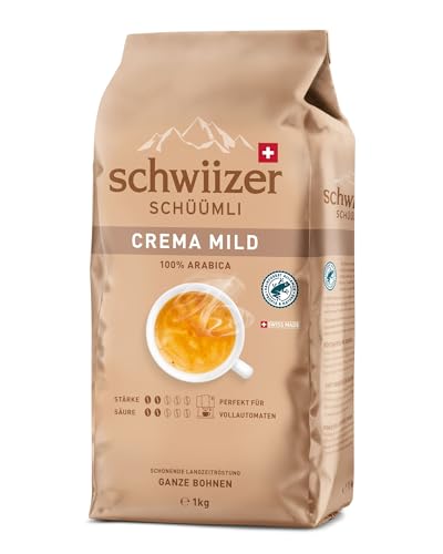 Schwiizer Schüümli Mild Medium Roast Ganze Kaffeebohnen 1kg - Intensität 1/5 - UTZ-zertifiziert von Schwiizer Schüümli