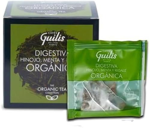 CAFES GUILIS DESDE 1928 AMANTES DEL CAFE Bio-Verdauungstee aus Fenchel, Minze und Süßholzblättern Box 15 Pyramiden - Pack 4 von CAFES GUILIS DESDE 1928 AMANTES DEL CAFE