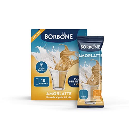 Caffè Borbone Amorlatte Milch-Pulver-Sticks für Getränke - 80 Sticks (8 Packungen mit 10 Stück) - Ideal für Pod-Systeme von CAFFÈ BORBONE