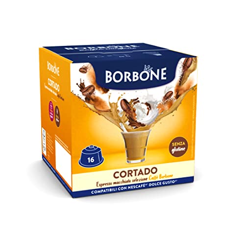 Caffè Borbone Cortado - Espresso Macchiato, Milchkaffee - 64 Kapseln (4 Packungen mit 16 Stück) - Kompatibel mit Kaffeemaschinen der Marke Nescafè®* Dolce Gusto®* von CAFFÈ BORBONE