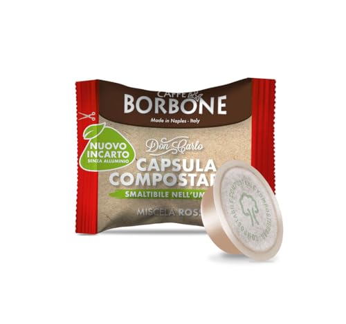 Caffè Borbone Don Carlo kompostierbare Kapsel, Rote Kaffeemischung - 50 Kapseln - Kompatibel mit Lavazza®* A Modo Mio®* Haushalts-Espressomaschinen von CAFFÈ BORBONE