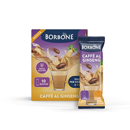 Caffè Borbone Ginseng-Kaffee Pulver-Sticks für Getränke - 80 Sticks (8 Packungen mit 10 Stück) - Ideal für Pod-Systeme von CAFFÈ BORBONE