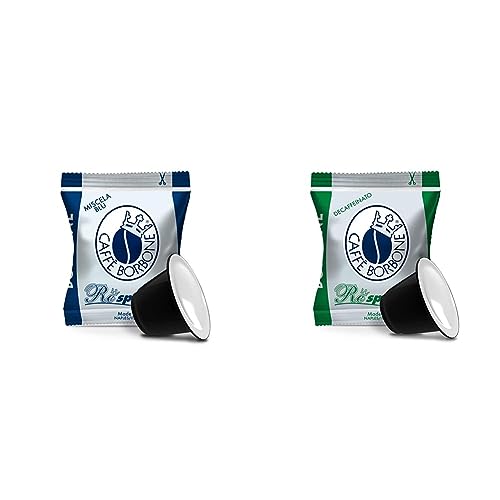 Caffè Borbone Kaffee Kapseln Respresso, Blaue Mischung, 100 stück & Kaffee Kapseln Respresso, Entkoffeinierte Dek Mischung - 100 stück - Kompatibel mit Häuslichen Kaffeemaschinen Nespresso®* von CAFFÈ BORBONE