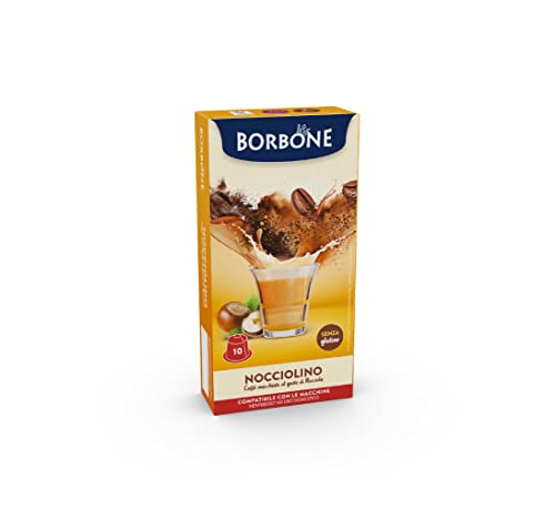 Caffè Borbone Nocciolino Cappuccino mit Haselnuss-Geschmack, 60 Kapseln (6 Packungen mit je 10 Stück), kompatibel mit Nespresso-Maschinen für den Hausgebrauch von CAFFÈ BORBONE