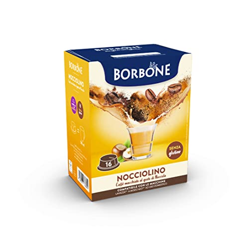 Caffè Borbone Nocciolino - Milchkaffee mit Haselnussgeschmack - 96 Kapseln (6 Packungen mit 16 Stück) - Kompatibel mit Lavazza A Modo Mio Haushalts-Espressomaschinen von CAFFÈ BORBONE