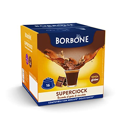 Caffè Borbone SuperCiock - Getränk mit Schokoladengeschmack - 64 Kapseln (4 Packungen mit 16 Stück) - Kompatibel mit Kaffeemaschinen der Marke Nescafè®* Dolce Gusto®* von CAFFÈ BORBONE