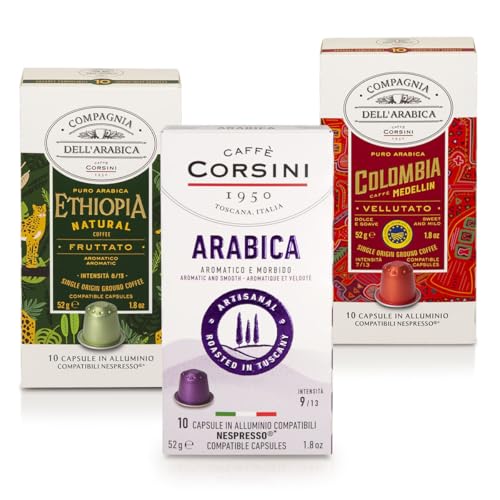 Caffè Corsini - Set Kaffeekapseln Kompatibel mit Nespresso Arabica Selection, 3 Packungen à 10 Kapseln (Gesamt 30 Kapseln) von CAFFÈ CORSINI 1950